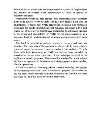 خرید و دانلود نسخه کامل کتاب Nuclear Magnetic Resonance in Solid Polymers (Cambridge Solid State Science Series)
