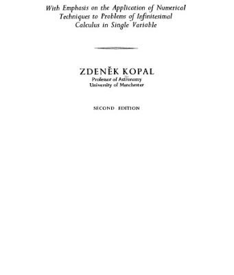 خرید و دانلود نسخه کامل کتاب Numerical Analysis: With Emphasis on the Application of Numerical Techniques to Problems of Infinitesimal Calculus in Single Variable