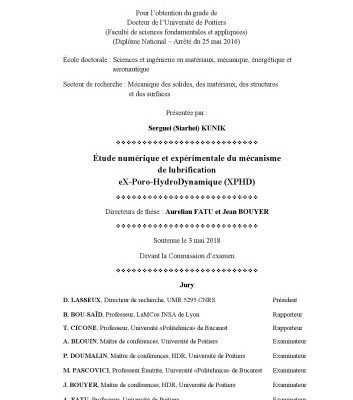 خرید و دانلود نسخه کامل کتاب Numerical and experimental study of eX-Poro-HydroDynamic lubrication mechanism