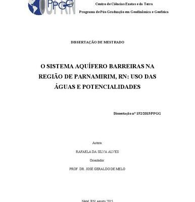خرید و دانلود نسخه کامل کتاب O SISTEMA AQUÍFERO BARREIRAS NA ﻿ REGIÃO DE PARNAMIRIM, RN: USO DAS ﻿ÁGUAS E POTENCIALIDADES