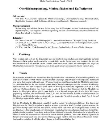 خرید و دانلود نسخه کامل کتاب Oberflächenspannung, Minimalflächen und Kaffeeflecken