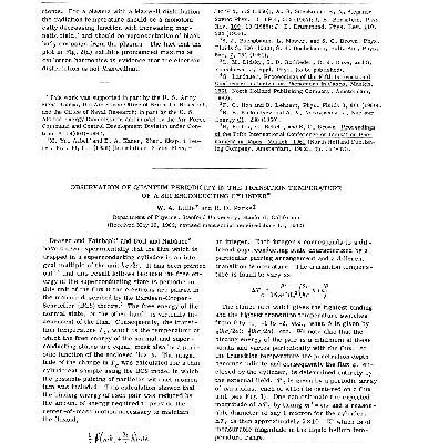 خرید و دانلود نسخه کامل کتاب Observation of quantom periodicity in the transition temperature of a supercoducting cylinder(Statja