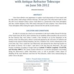 خرید و دانلود نسخه کامل کتاب Observation of the Transit of Venus with Antique Refractor Telescope on June 5th 2012