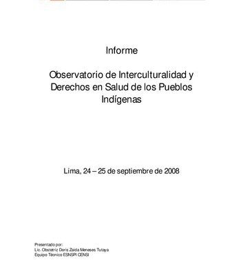 خرید و دانلود نسخه کامل کتاب Observatorio de Interculturalidad y Derechos en Salud de los Pueblos Indígenas. Informe
