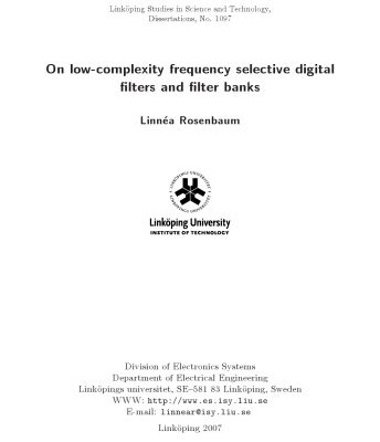 خرید و دانلود نسخه کامل کتاب On low-complexity frequency selective digital filters and filter banks
