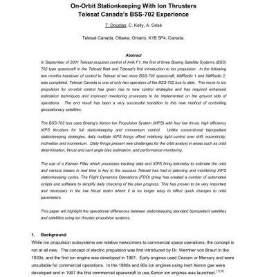 خرید و دانلود نسخه کامل کتاب On-Orbit Stationkeeping With Ion Thrusters Telesat Canada’s BSS-702 Experience