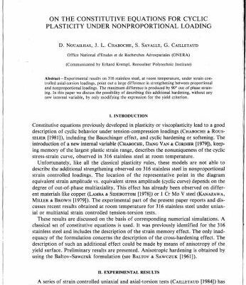 خرید و دانلود نسخه کامل کتاب On the constitutive equations for cyclic plasticity under nonproportional loading
