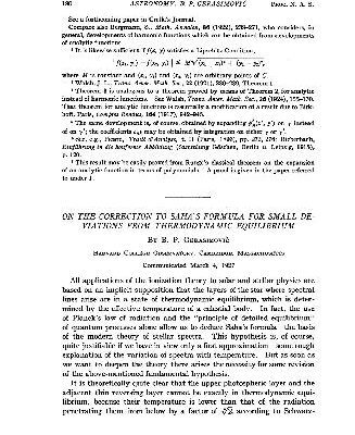 خرید و دانلود نسخه کامل کتاب On the Correction to Sahas Formula for Small Deviations from Thermodynamic Equilibrium