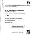 خرید و دانلود نسخه کامل کتاب On the Foundations of Crystal Optics. Part I-Dispersion Theory. Part II-Theory of Reflection and Refraction