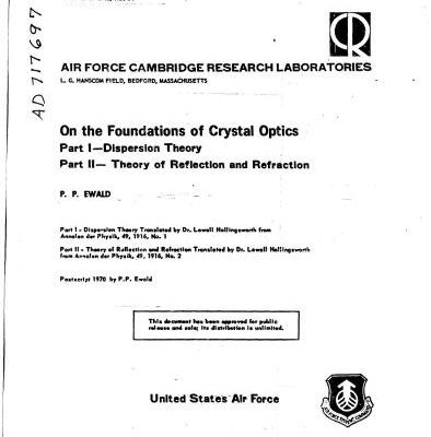 خرید و دانلود نسخه کامل کتاب On the Foundations of Crystal Optics. Part I-Dispersion Theory. Part II-Theory of Reflection and Refraction