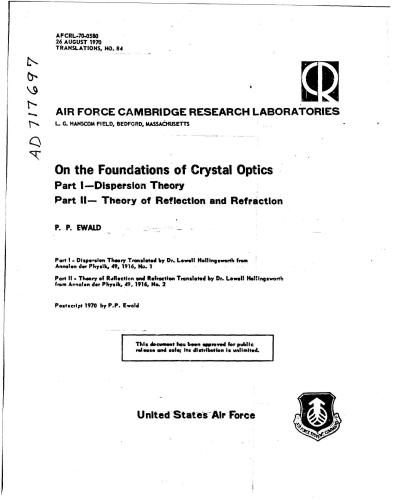 خرید و دانلود نسخه کامل کتاب On the Foundations of Crystal Optics. Part I-Dispersion Theory. Part II-Theory of Reflection and Refraction_68be8618d21fa.jpeg خرید و دانلود نسخه کامل کتاب On the Foundations of Crystal Optics. Part I-Dispersion Theory. Part II-Theory of Reflection and Refraction