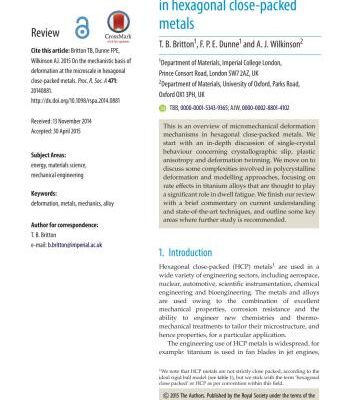 خرید و دانلود نسخه کامل کتاب On the mechanistic basis of deformation at the microscale in hexagonal close-packed metals