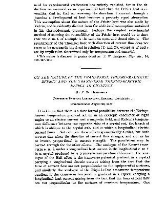 خرید و دانلود نسخه کامل کتاب On the nature of the transverse thermo-magnetic effect and the transverse thermo-electric effect in crystals
