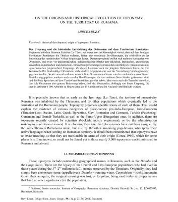 خرید و دانلود نسخه کامل کتاب On the origin and historical evolution of toponymy on the territory of Romania