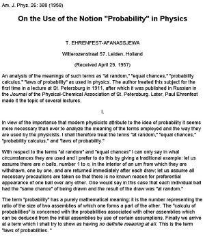 خرید و دانلود نسخه کامل کتاب On the Use of the Notion ‘Probability’ in Physics