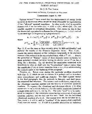 خرید و دانلود نسخه کامل کتاب On the Vibrational Selection Principles in the Raman Effect