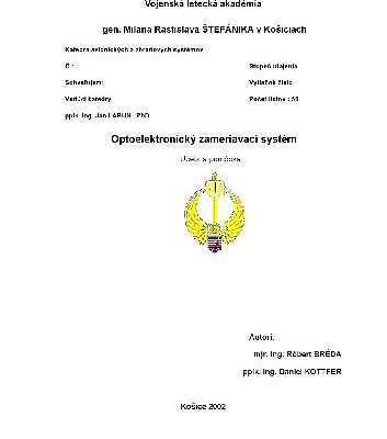 خرید و دانلود نسخه کامل کتاب Optoelektronický zameriavací systém.