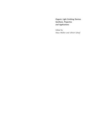 خرید و دانلود نسخه کامل کتاب Organic Light Emitting Devices: Synthesis, Properties and Applications