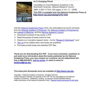 خرید و دانلود نسخه کامل کتاب Origin and Evolution of Earth: Research Questions for a Changing Planet