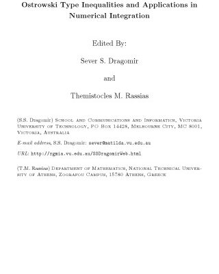 خرید و دانلود نسخه کامل کتاب Ostrowski Type Inequalities and Applications in Numerical Integration