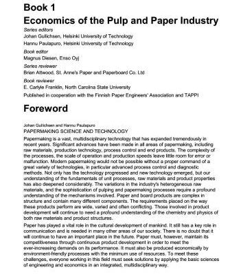 خرید و دانلود نسخه کامل کتاب Papermaking science and technology. Economics of the Pulp and Paper Industry. Book 1