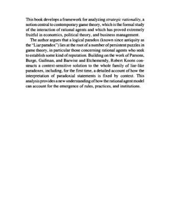 خرید و دانلود نسخه کامل کتاب Paradoxes of Belief and Strategic Rationality
