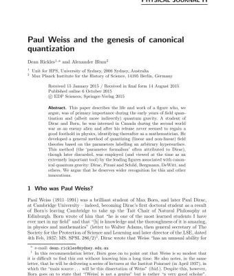 خرید و دانلود نسخه کامل کتاب Paul Weiss and the genesis of canonical quantization