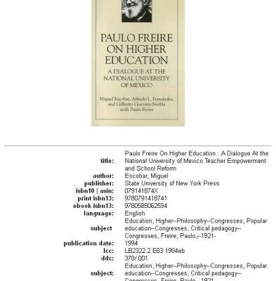 خرید و دانلود نسخه کامل کتاب Paulo Freire on higher education: a dialogue at the National University of Mexico
