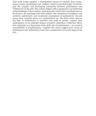 خرید و دانلود نسخه کامل کتاب Performance and Authenticity in the Arts