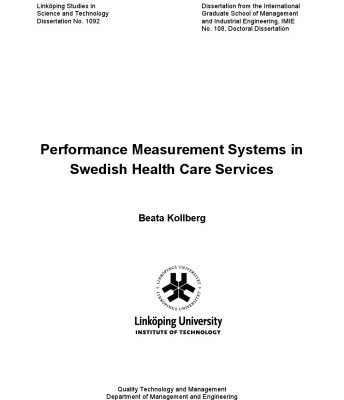 خرید و دانلود نسخه کامل کتاب Performance measurement systems in Swedish health care services