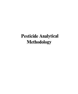 خرید و دانلود نسخه کامل کتاب Pesticide Analytical Methodology
