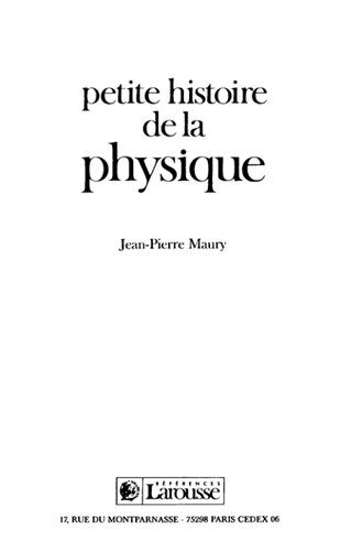 خرید و دانلود نسخه کامل کتاب Petite histoire de la physique_68bc72b5c1da5.jpeg خرید و دانلود نسخه کامل کتاب Petite histoire de la physique