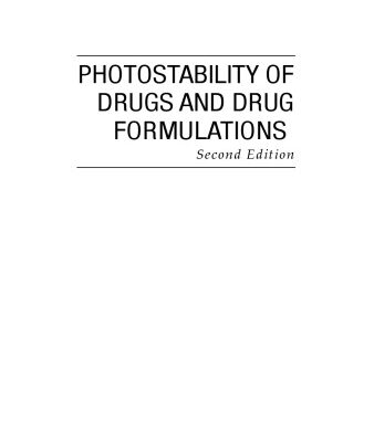 خرید و دانلود نسخه کامل کتاب Photostability of Drugs and Drug Formulations, Second Edition