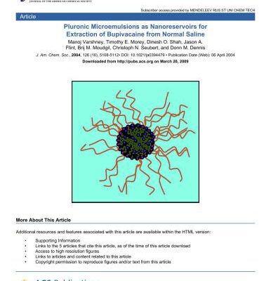 خرید و دانلود نسخه کامل کتاب Pluronic Microemulsions as Nanoreservoirs for Extraction of Bupivacaine from Normal Saline