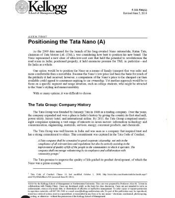 خرید و دانلود نسخه کامل کتاب Positioning the Tata Nano