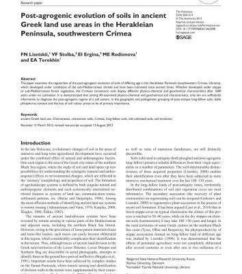 خرید و دانلود نسخه کامل کتاب Post-agrogenic evolution of soils in ancient Greek land use areas in the Herakleian Peninsula, southwestern Crimea