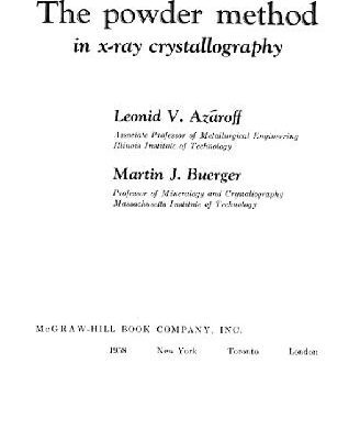 خرید و دانلود نسخه کامل کتاب Powder Method in X-Ray Crystallography