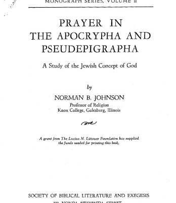 خرید و دانلود نسخه کامل کتاب Prayer in the Apocrypha and Pseudepigrapha