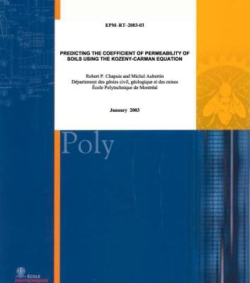 خرید و دانلود نسخه کامل کتاب Predicting the coefficient of permeability of soils using the Kozeny-Carman equation