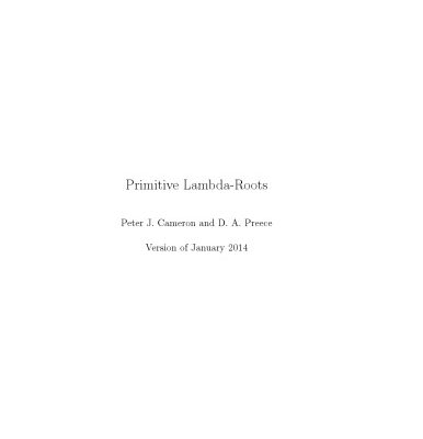 خرید و دانلود نسخه کامل کتاب Primitive Lambda-Roots [Lecture notes]