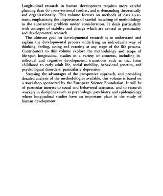 خرید و دانلود نسخه کامل کتاب Problems and Methods in Longitudinal Research: Stability and Change (European Network on Longitudinal Studies on Individual Development)