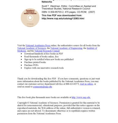 خرید و دانلود نسخه کامل کتاب Proceedings on a Workshop on Statistics on Networks