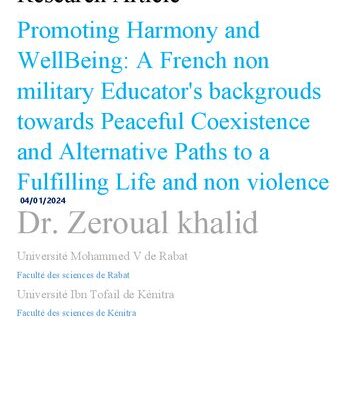 خرید و دانلود نسخه کامل کتاب Promoting Harmony and WellBeing A French non military Educator backgrouds towards Peaceful Coexistence and Alternative Paths to a Fulfilling Life and non violence