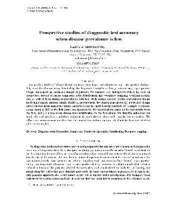 خرید و دانلود نسخه کامل کتاب Prospective studies of diagnostic test accuracy when disease prevalence is low