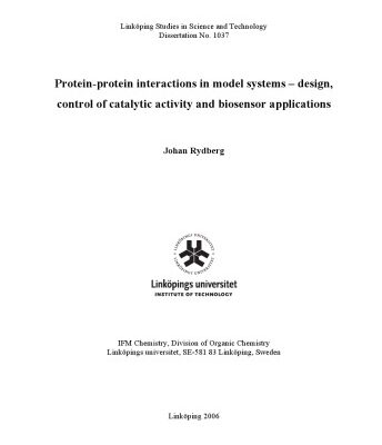 خرید و دانلود نسخه کامل کتاب Protein-protein interactions in model systems : design, control of catalytic activity and biosensor applications