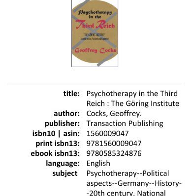 خرید و دانلود نسخه کامل کتاب Psychotherapy in the Third Reich
