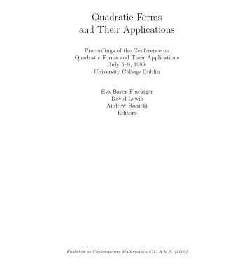 خرید و دانلود نسخه کامل کتاب Quadratic forms and their applications: proceedings of the Conference on Quadratic Forms and Their Applications, July 5-9, 1999, University College Dublin