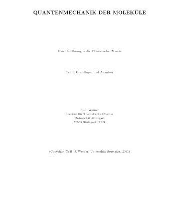 خرید و دانلود نسخه کامل کتاب QUANTENMECHANIK DER MOLEKÜLE
