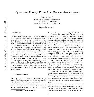 خرید و دانلود نسخه کامل کتاب Quantum Theory From Five Reasonable Axioms