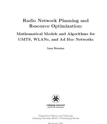 خرید و دانلود نسخه کامل کتاب Radio network planning and resource optimization : mathematical models and algorithms for UMTS, WLANs, and ad hoc networks